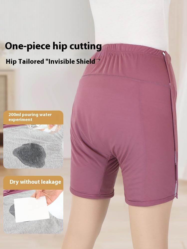 Elderly Incontinence Underwear with Side Opening, Pure Cotton Washable Leak-Proof Diaper for Bedridden Patients and Seniors