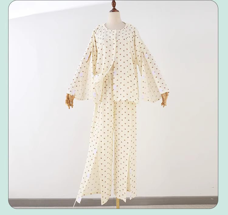 LEEMOOCARE Easy On/Off Gauze Patient Gown for Elderly Home Care