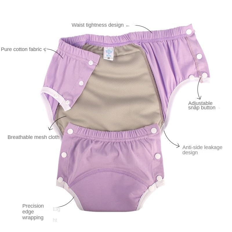 LEEMOOCARE Washable Breathable Cotton Incontinence Pants for Elderly