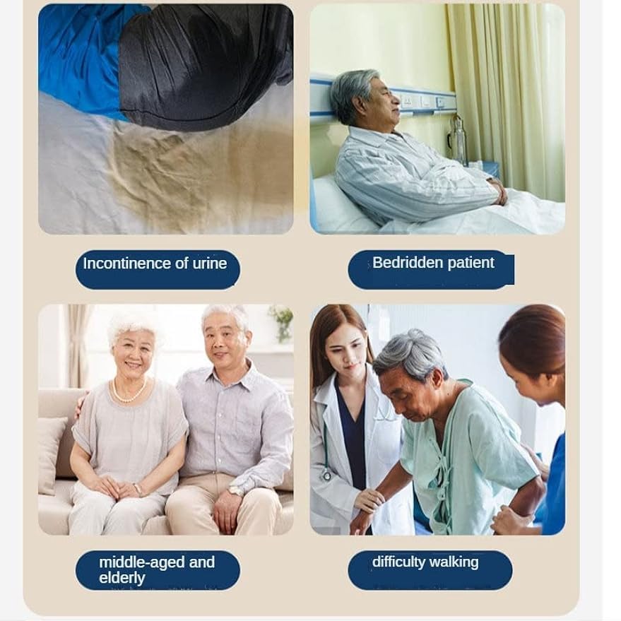 Adult Elderly Cloth Incontinence Shorts - Washable, Leak-Proof Cotton Underwear for Bedridden Care, Men, and Women (Blue,Large)