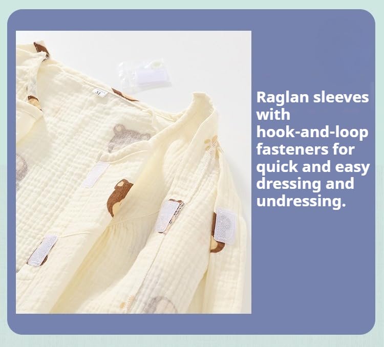 LEEMOOCARE Easy On/Off Gauze Patient Gown for Elderly Home Care
