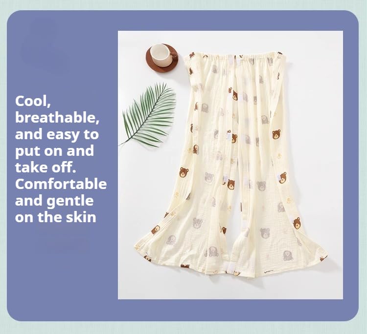 LEEMOOCARE Easy On/Off Gauze Patient Gown for Elderly Home Care