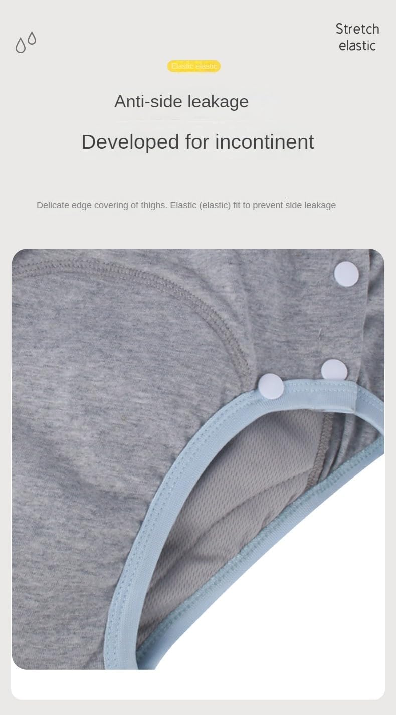 LEEMOOCARE Washable Breathable Cotton Incontinence Pants for Elderly