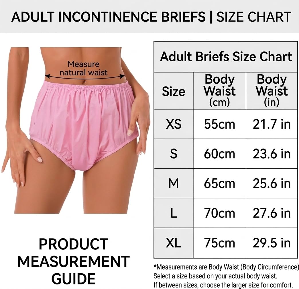3 Pack TPU Waterproof Adult Diapers, Reusable Leakproof Diaper Covers, Washable Protective Briefs for Elderly Care