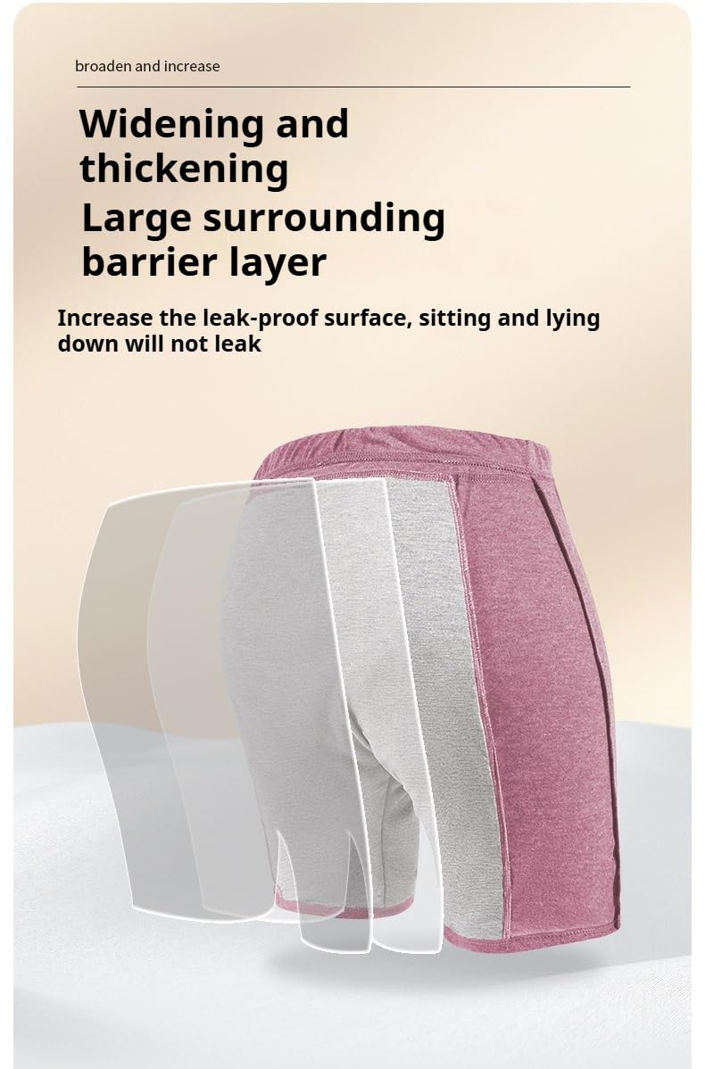 Elderly Incontinence Underwear with Side Opening, Pure Cotton Washable Leak-Proof Diaper for Bedridden Patients and Seniors