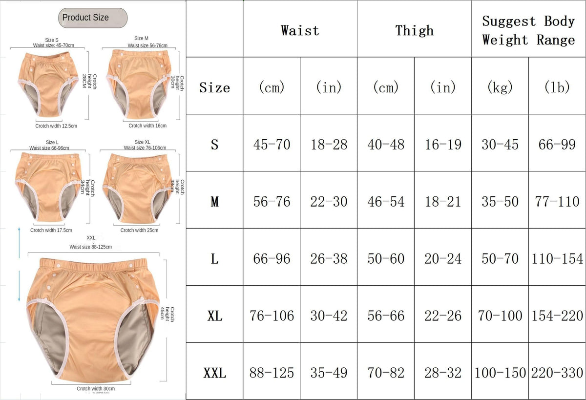 LEEMOOCARE Washable Breathable Cotton Incontinence Pants for Elderly