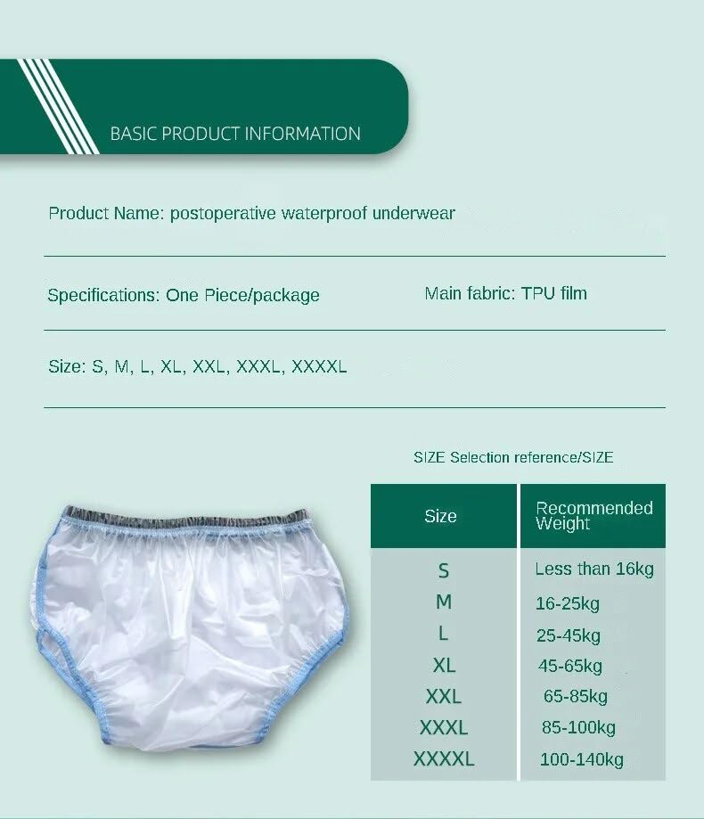LEEMOOCARE Waterproof Postoperative Underwear Cover for Bathing