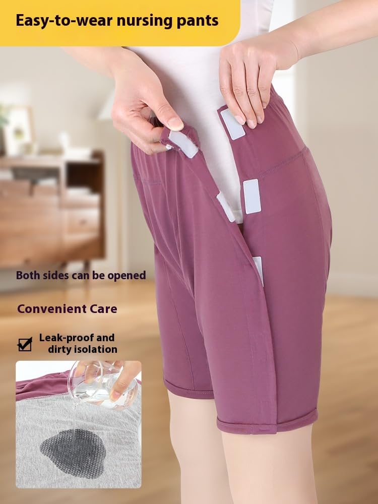 Elderly Incontinence Underwear with Side Opening, Pure Cotton Washable Leak-Proof Diaper for Bedridden Patients and Seniors