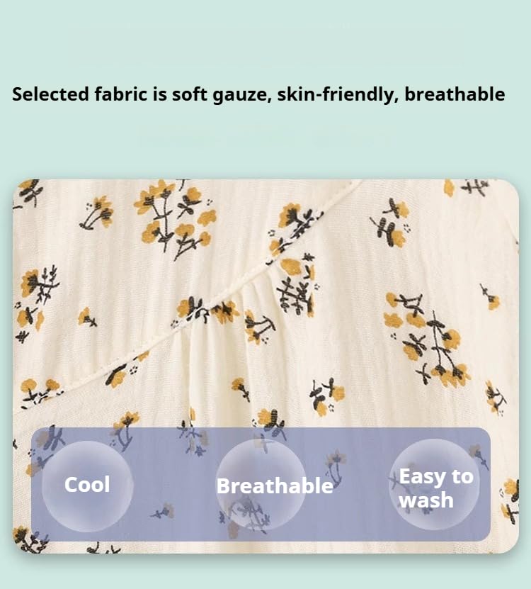 LEEMOOCARE Easy On/Off Gauze Patient Gown for Elderly Home Care