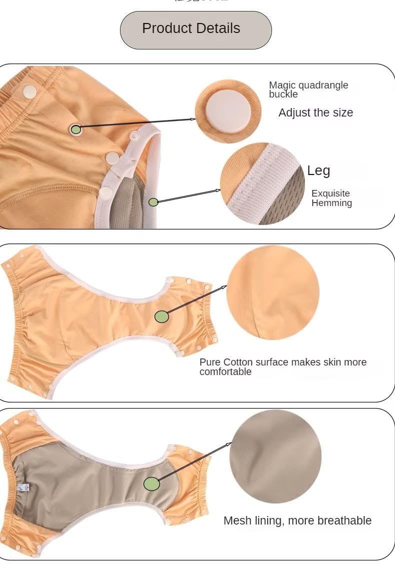 LEEMOOCARE Washable Breathable Cotton Incontinence Pants for Elderly