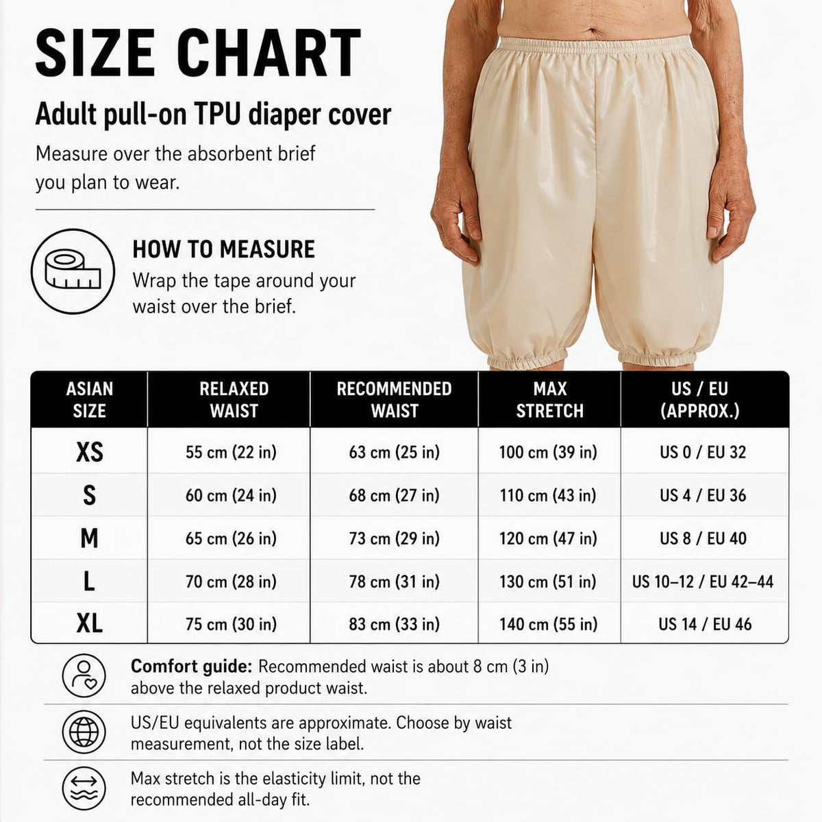 LEEMOOCARE 3-Pack Extra Long Waterproof Adult Plastic Briefs
