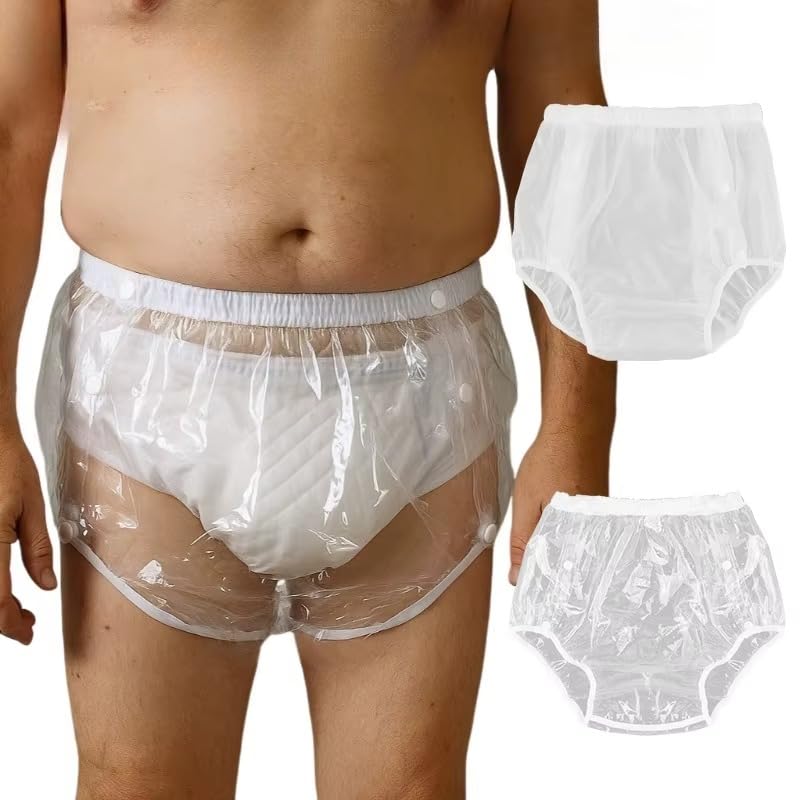 3-Pack Adult Diaper Cover, Leakproof Waterproof TPU Incontinence Pull-Ups with Side Snaps, Reusable Washable Diapers for Men, Women, and Elderly Care