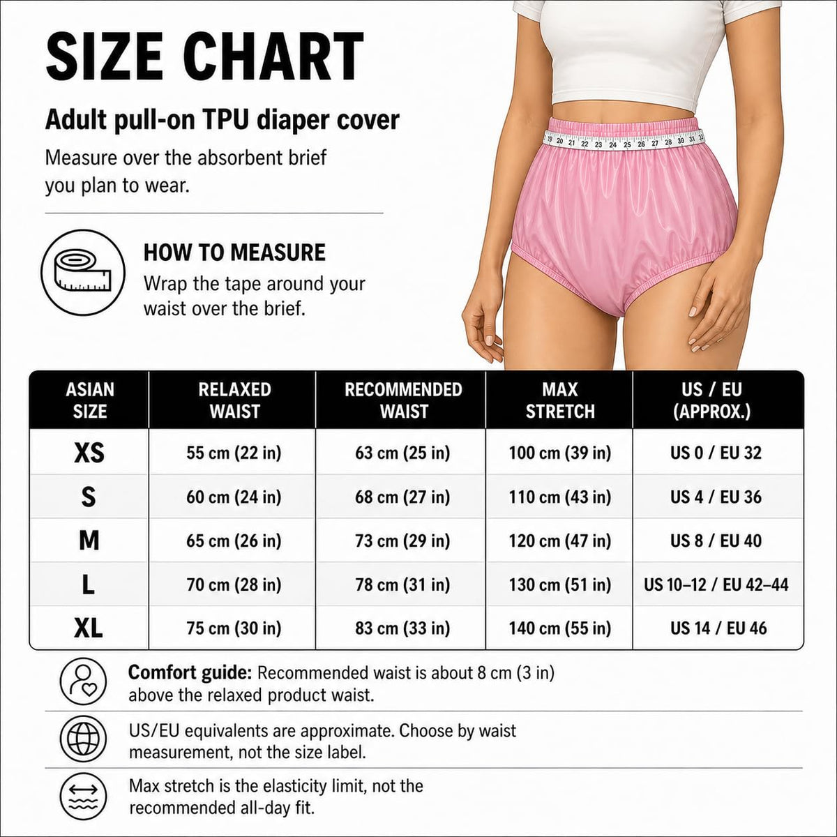 3 Pack TPU Waterproof Adult Diapers, Reusable Leakproof Diaper Covers, Washable Protective Briefs for Elderly Care