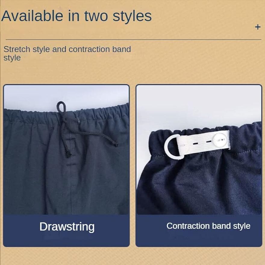 Adult Elderly Cloth Incontinence Shorts - Washable, Leak-Proof Cotton Underwear for Bedridden Care, Men, and Women (Blue,Large)
