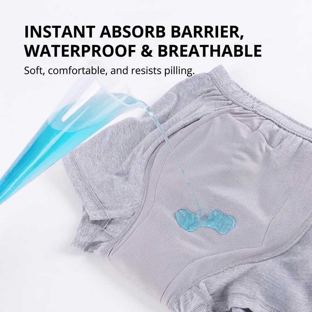 LEEMOOCARE Washable Leakproof Incontinence Boxer Briefs for Men & Women