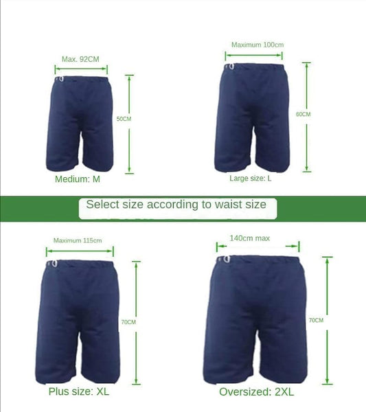 Adult Elderly Cloth Incontinence Shorts - Washable, Leak-Proof Cotton Underwear for Bedridden Care, Men, and Women (Blue,Large)