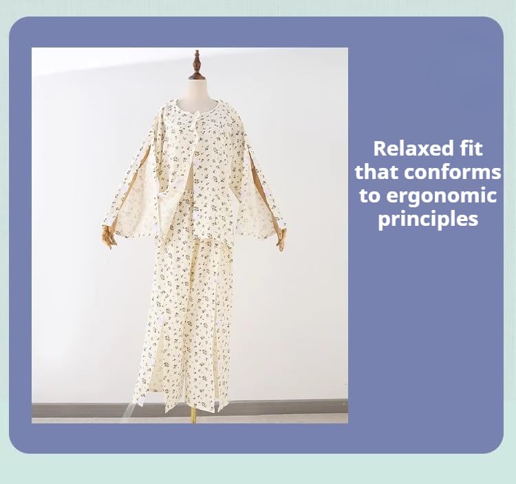 LEEMOOCARE Easy On/Off Gauze Patient Gown for Elderly Home Care