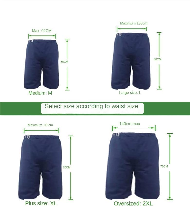 Adult Elderly Cloth Incontinence Shorts - Washable, Leak-Proof Cotton Underwear for Bedridden Care, Men, and Women (Blue,Large)