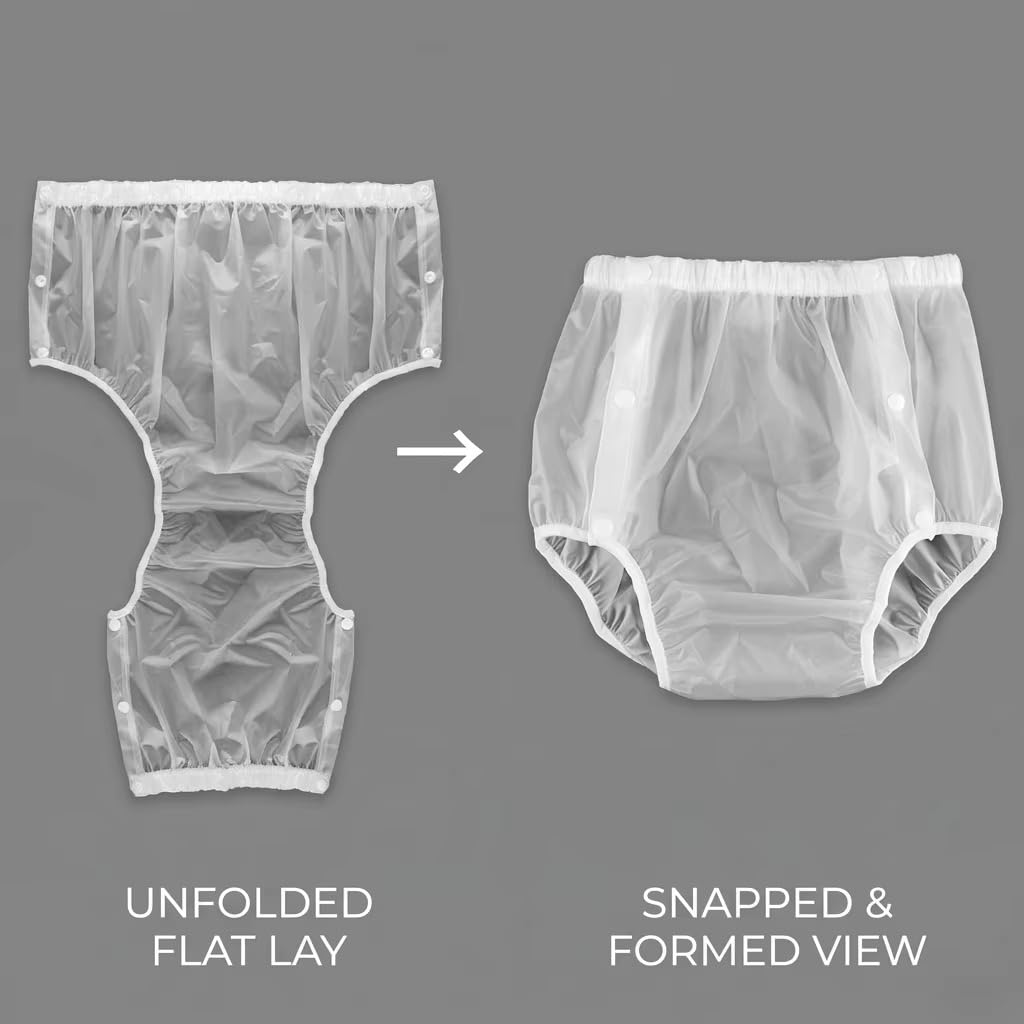 3-Pack Adult Diaper Cover, Leakproof Waterproof TPU Incontinence Pull-Ups with Side Snaps, Reusable Washable Diapers for Men, Women, and Elderly Care